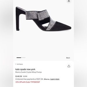 Gorgeous Kate Spade New York Bianca suede crystal wrap pumps size 7.5